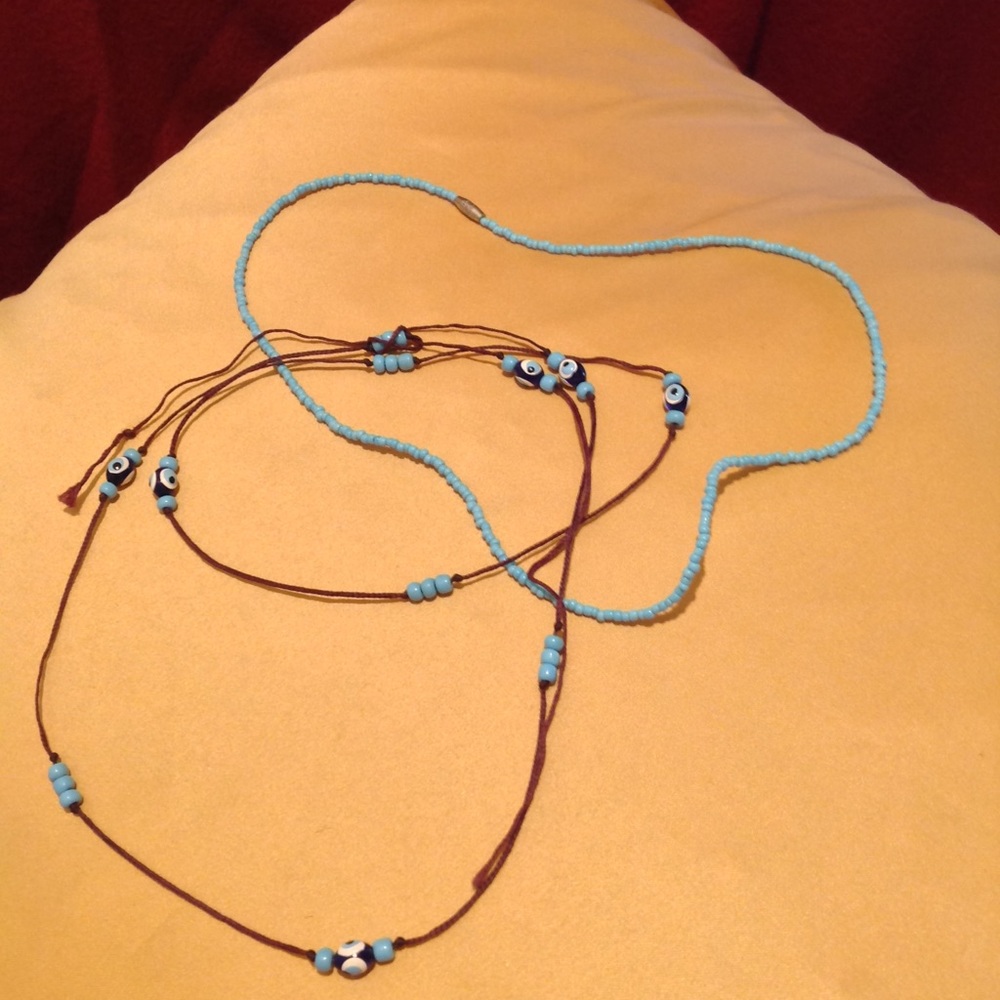 Blue bead and Evil Eye Wrap